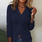 Knitwear fashion long-sleeve sweater in a solid color, perfect for women.