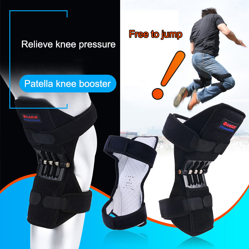 High-quality knee brace with patella booster and spring support, perfect for mountaineering, squats, and sports activities.