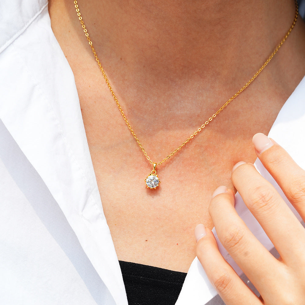 925 Sterling Silver Pendant Moissanite Necklace for Women