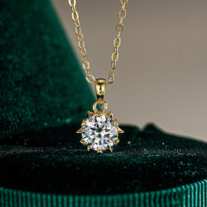 925 Sterling Silver Pendant Moissanite Necklace for Women