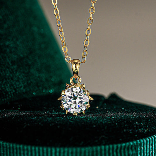 925 Sterling Silver Pendant Moissanite Necklace for Women