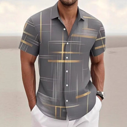 Men's casual button-down shirt, perfect for outdoor activities and vacation style.