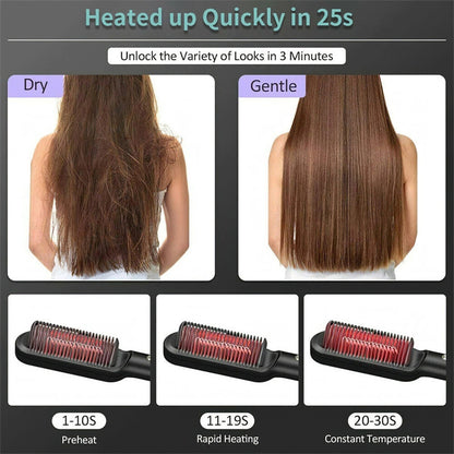 New 2 In 1 Hair Straightener Hot Comb Negative Ion Curling Tong Dual-purpose Electric Hairbrush