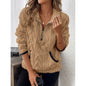 Contrast Color Half-Open Collar Plush Women's Sweater