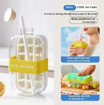 One-Click Molding Cooling Cup, Instant Ice Maker, Zero-Contact Design, Straw Included, Curling Mold, Portable & Stylish Chilled Drink