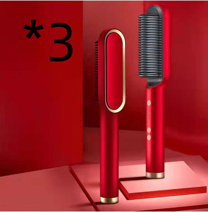 New 2 In 1 Hair Straightener Hot Comb Negative Ion Curling Tong Dual-purpose Electric Hairbrush