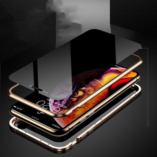 Anti-peep Magnetic Protective Phone Case with Privacy Glass and Magnetic Shell.