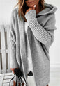 Fashion Bat-Sleeve Hooded Cardigan, Oversized Loose-Fit, Solid Color Sweater for Women’s Clothing.