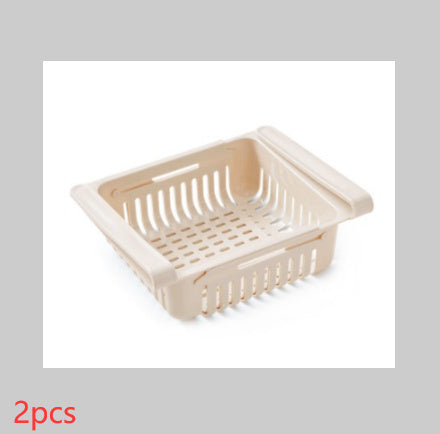 Telescopic Refrigerator Storage Basket, Drawer Storage Rack, Freshness Preservation Box, Freezing Box Storage Organizer.