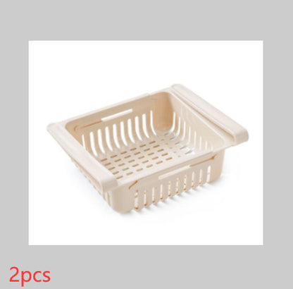 Telescopic Refrigerator Storage Basket, Drawer Storage Rack, Freshness Preservation Box, Freezing Box Storage Organizer.