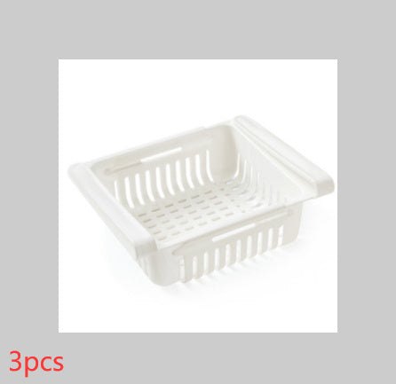 Telescopic Refrigerator Storage Basket, Drawer Storage Rack, Freshness Preservation Box, Freezing Box Storage Organizer.