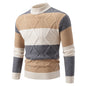 Men's Color-Matching Rhombus Twisted Sweater for Fall and Winter
