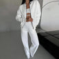 Women's Sports Suit with Zipper Jacket and Wide-Leg Pants Two-Piece Set