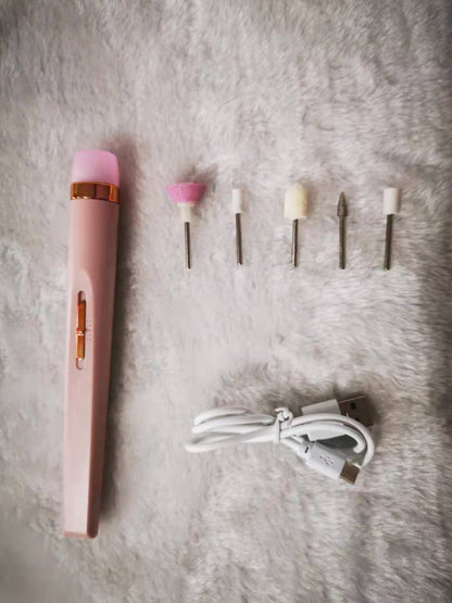 5in1 Manicure Machine Set Electric Nail Drill Polisher Cordless USB Rechargeable with LED Cutters Mill for Manicure Pedicure Accessor