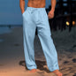 Casual Wide-leg straight pants with pockets, stylish drawstring trousers for men. Clothing