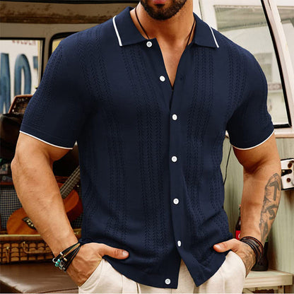 Short-sleeved Polo Shirt Summer Button Lapel Top Fashion Businessmen's Clothing