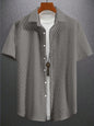 Men's Solid Color Short-Sleeve Knitted Shirt with a Turned-Over Collar
