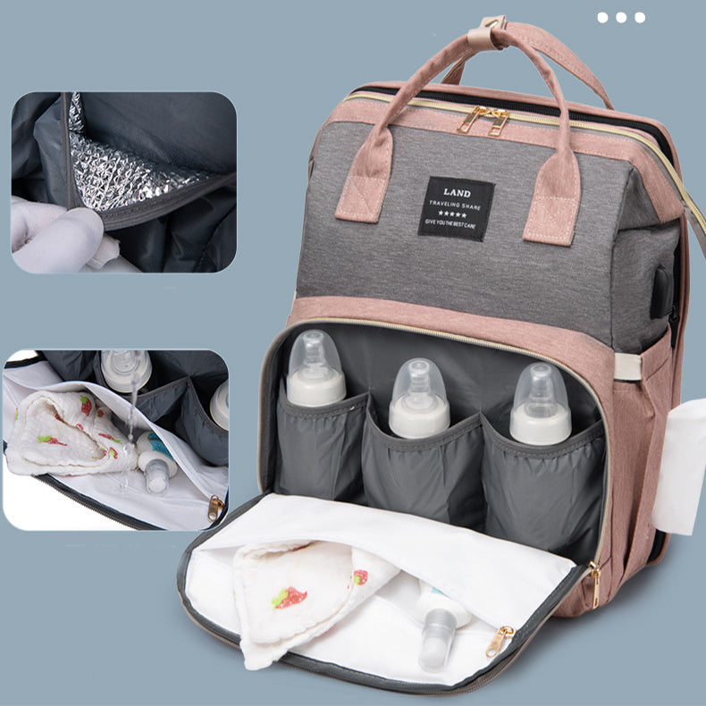 New Mummy Baby Crib Backpack with Large Capacity, Insulated Milk Storage, and Stylish Design for Women.