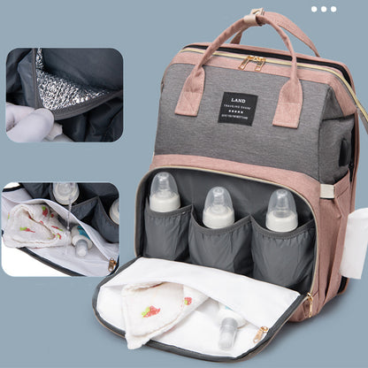 New Mummy Baby Crib Backpack with Large Capacity, Insulated Milk Storage, and Stylish Design for Women.