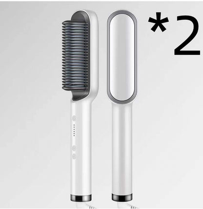 New 2 In 1 Hair Straightener Hot Comb Negative Ion Curling Tong Dual-purpose Electric Hairbrush