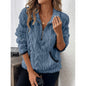 Contrast Color Half-Open Collar Plush Women's Sweater