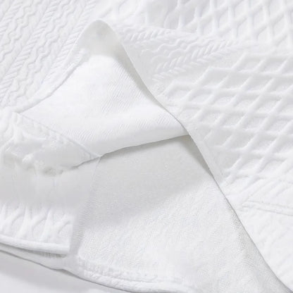 Men's Solid Color Short-Sleeve Knitted Shirt with a Turned-Over Collar