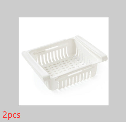 Telescopic Refrigerator Storage Basket, Drawer Storage Rack, Freshness Preservation Box, Freezing Box Storage Organizer.