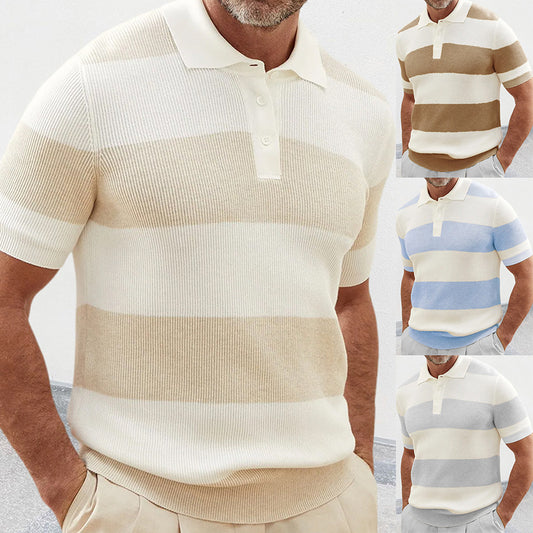 Men's Clothing: Summer Fashion Lapel Sweater, Short Sleeve, Stylish Men's Wear.