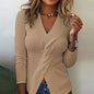 Knitwear fashion long-sleeve sweater in a solid color, perfect for women.