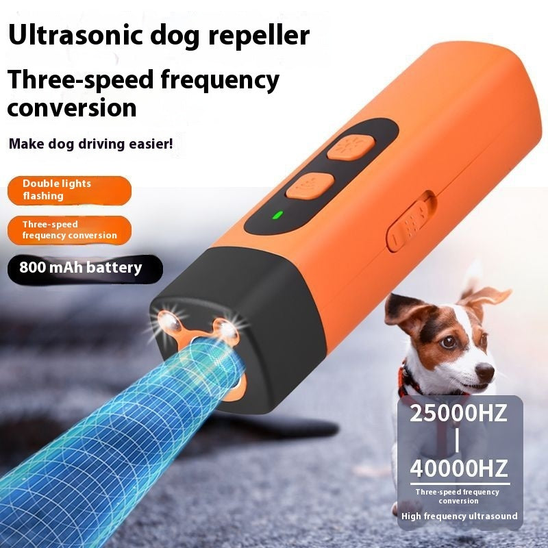 Rechargeable Ultrasonic Dog Training Device, Pet Dog Repeller with Anti-Bark Deterrent and LED Flashlight, Perfect for Pet Supplies.