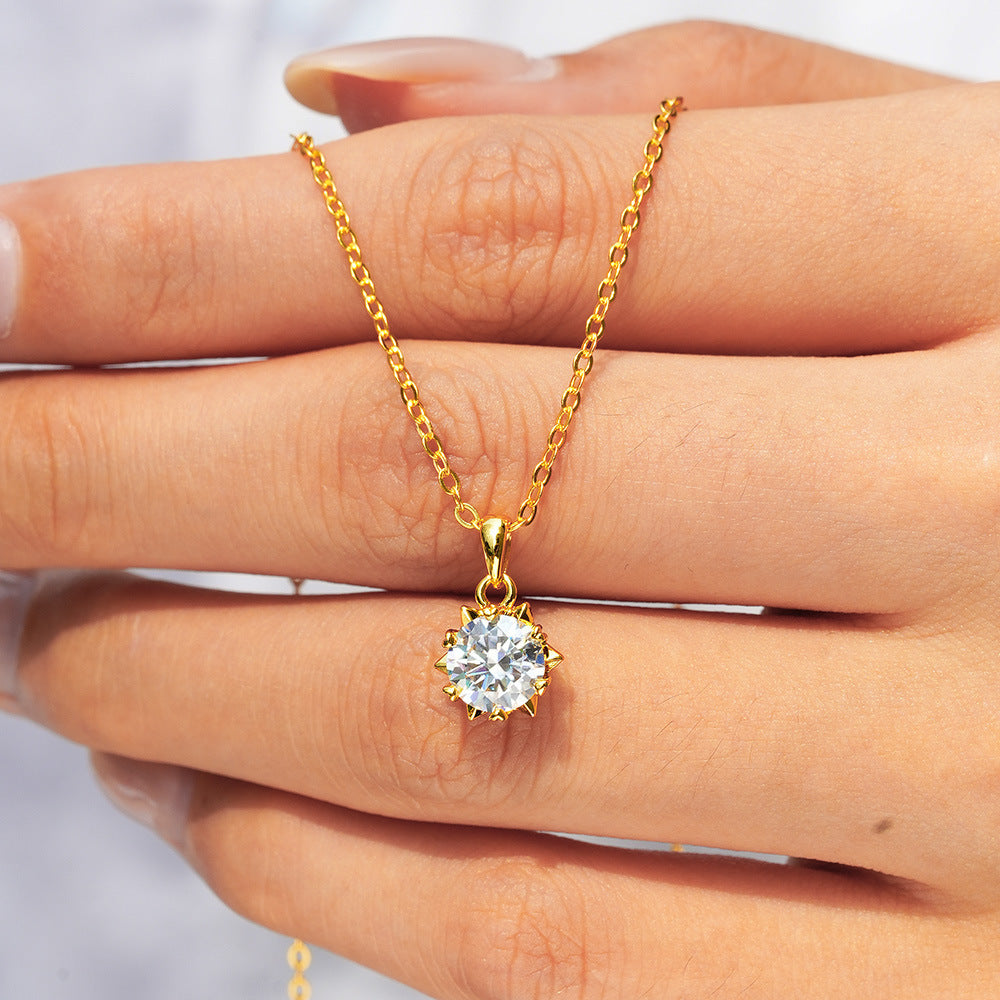 925 Sterling Silver Pendant Moissanite Necklace for Women