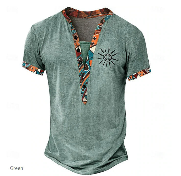 European and American 3D-printed youth shirt with six buttons and short sleeves.