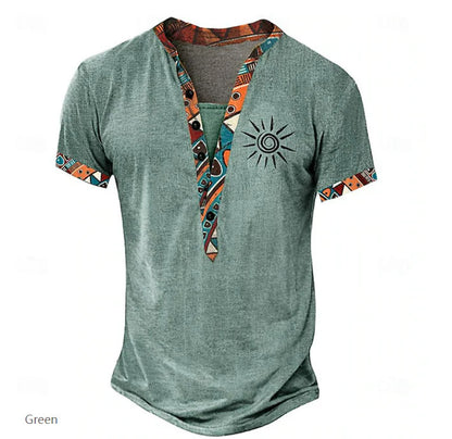 European and American 3D-printed youth shirt with six buttons and short sleeves.