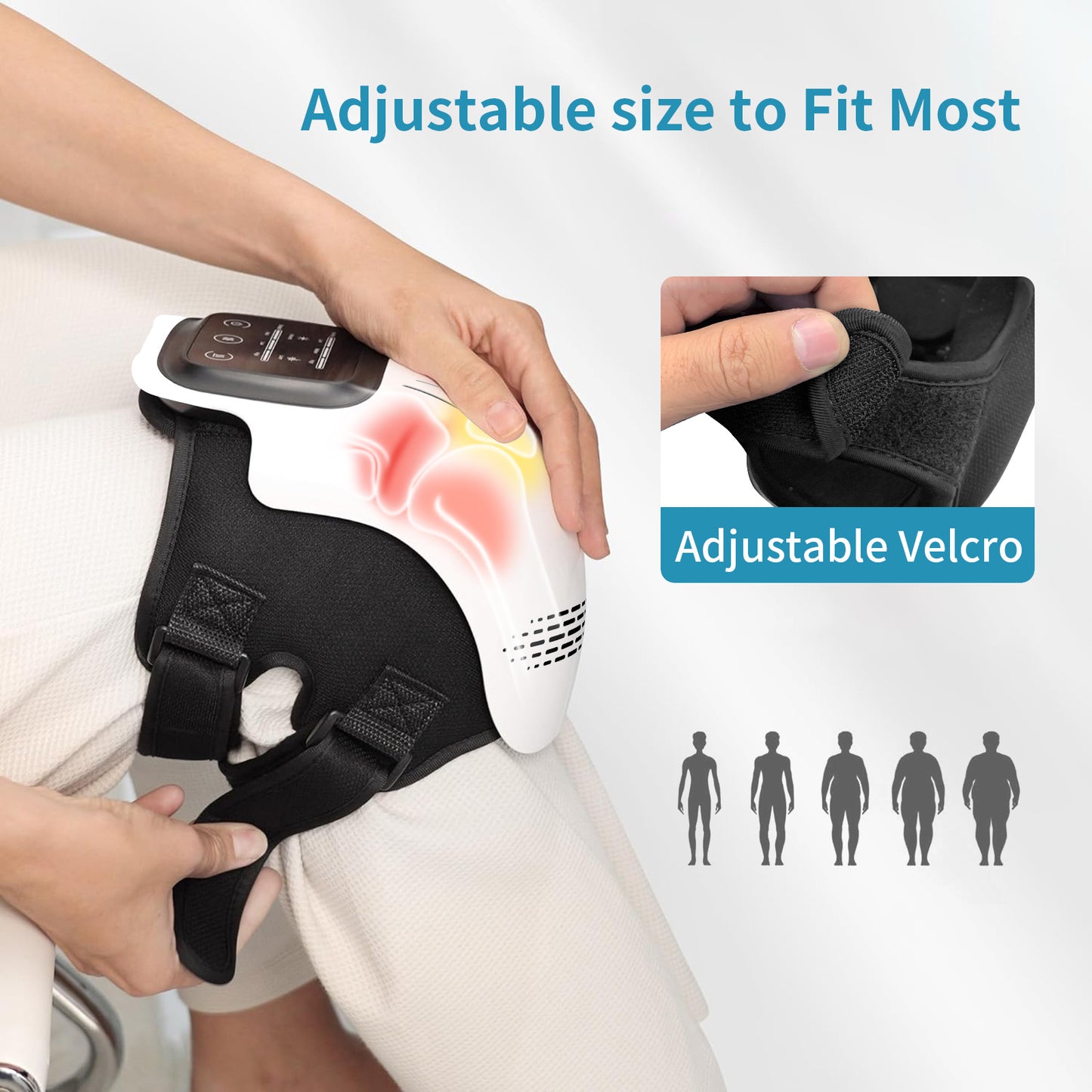 Electric Intelligent Knee Massager for Home Use, featuring kneading, heating, rechargeable pain relief, infrared laser, and vibration functions.