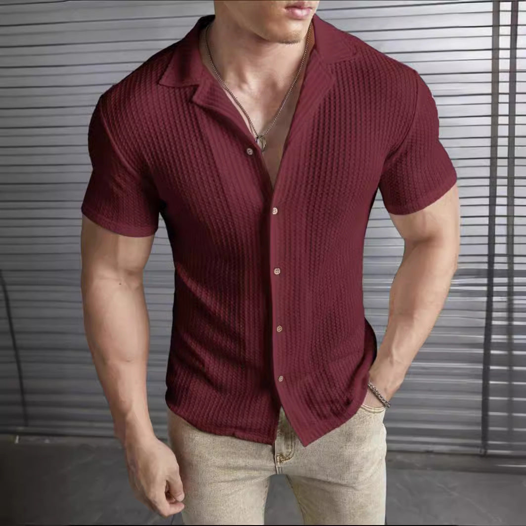 Casual Slim Fit Short Sleeve Top for Men