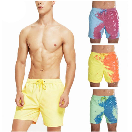 Magical Color-Changing Beach Shorts for Men – Perfect Summer Swimwear! Quick-dry swimming trunks, stylish and comfortable, ideal for the beach or pool.