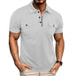 Summer Lapel Button Polo Shirt with Pockets Outdoor Fashion Short Sleeve Tops for Men Clothing