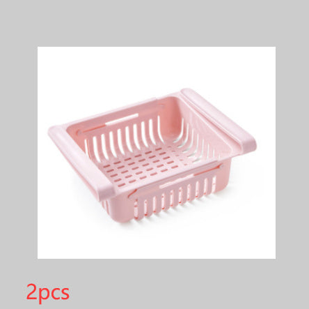 Telescopic Refrigerator Storage Basket, Drawer Storage Rack, Freshness Preservation Box, Freezing Box Storage Organizer.