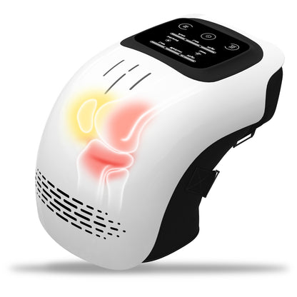 Electric Intelligent Knee Massager for Home Use, featuring kneading, heating, rechargeable pain relief, infrared laser, and vibration functions.