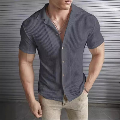 Casual Slim Fit Short Sleeve Top for Men