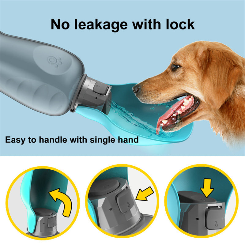 800ml Portable Water Bottle for Dogs, High-Capacity and Leakproof, with Foldable Drinking Bowl, Perfect for Golden Retrievers and Outdoor Walks – Pet Supplies.
