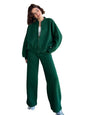 Women's Sports Suit with Zipper Jacket and Wide-Leg Pants Two-Piece Set