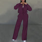 Women's Sports Suit with Zipper Jacket and Wide-Leg Pants Two-Piece Set
