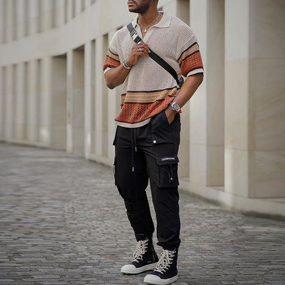 Summer Woolen Short-Sleeved Knit T-Shirt for Men