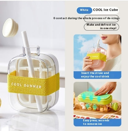 One-Click Molding Cooling Cup, Instant Ice Maker, Zero-Contact Design, Straw Included, Curling Mold, Portable & Stylish Chilled Drink