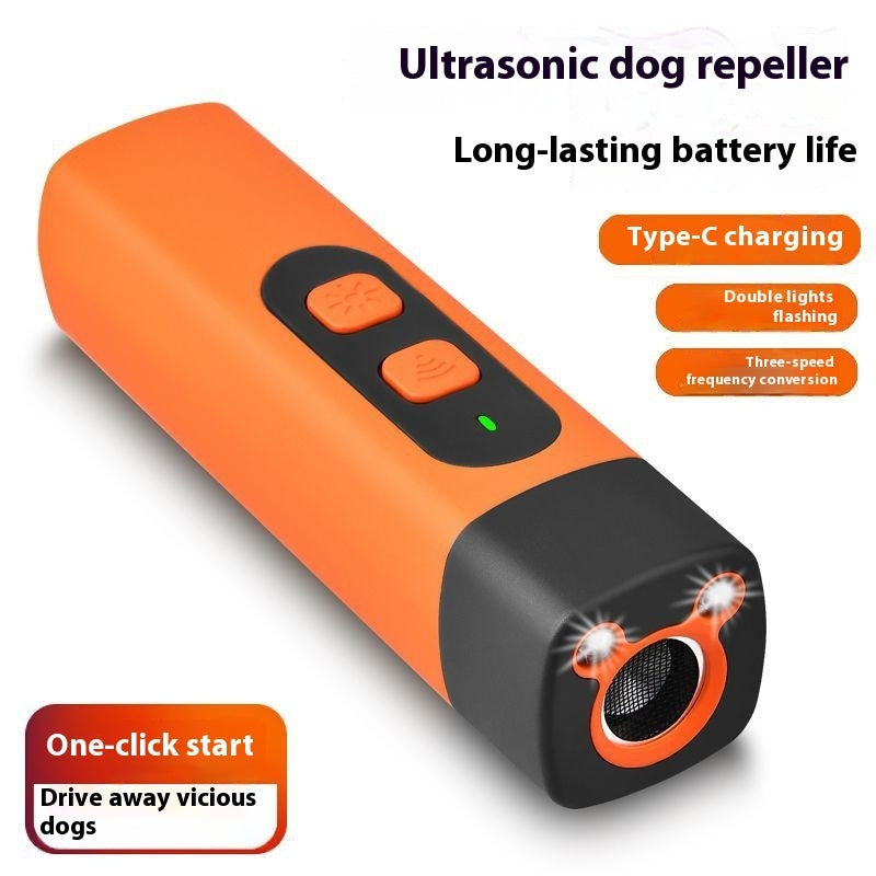 Rechargeable Ultrasonic Dog Training Device, Pet Dog Repeller with Anti-Bark Deterrent and LED Flashlight, Perfect for Pet Supplies.