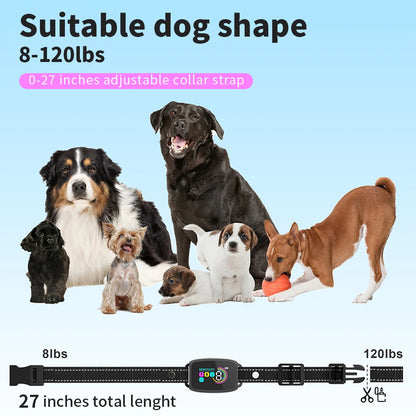 Smart Automatic Anti Barking Dog Collar Rechargeable Bark Stopper Stop Barking HD Digital Display IP67 Waterproof Collar for Dogs Pet Products