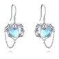 Witches Heart Moonstone Earrings 925 Sterling Silver Jewelry for Women