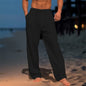 Casual Wide-leg straight pants with pockets, stylish drawstring trousers for men. Clothing