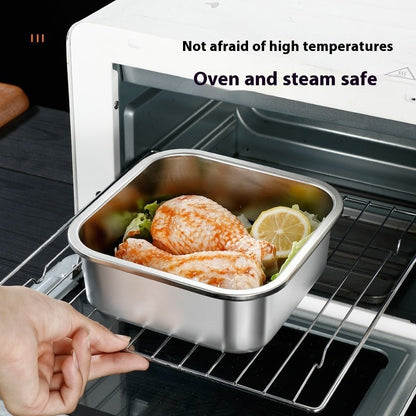 304 Stainless Steel Crisper Square Lunch Box with Handle